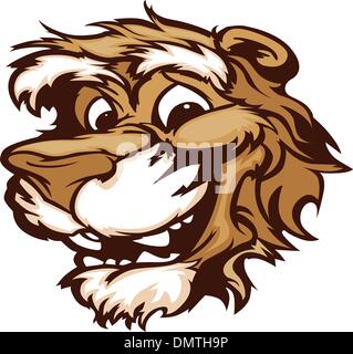 Lächelnde Cartoon Cougar Mountain Lion Mascot Vektorgrafik Stock Vektor