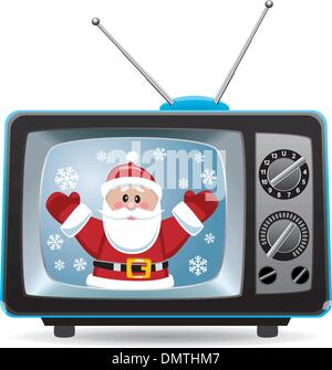 Vektor-Santa Claus in Retro-Fernseher Stock Vektor