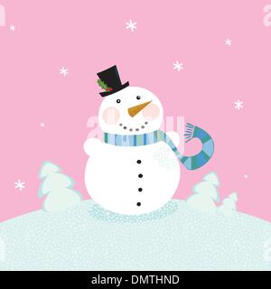 Weihnachten Schneemann auf rosa Hintergrund Stock Vektor