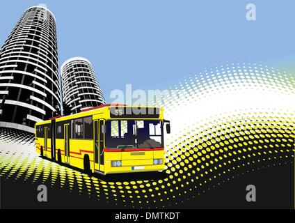 Stadtverkehr auf Stadt Hintergrund. Busse. Vektor-illustration Stock Vektor