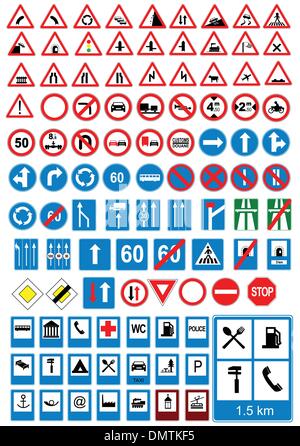 Straße Zeichen Symbole. Verkehrszeichen. Vektor-illustration Stock Vektor