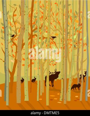 Tiere des Waldes im Herbst Stock Vektor