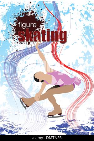 Figure Skating farbige Silhouetten. Vektor-illustration Stock Vektor