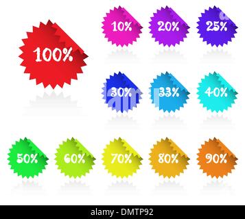 Sammlung von bunten klebrigen Rabatt Label für Marketing, Stock Vektor