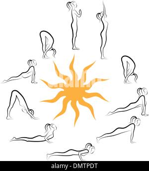 Yoga Sonnengruß Stock Vektor