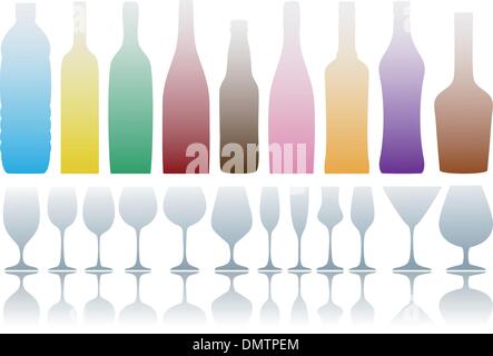 Flaschen und Gläser, Vektor Stock Vektor