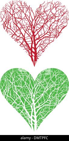Baum-Herzen, Vektor Stock Vektor
