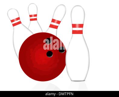 Bowling-Kugel und pins Stock Vektor