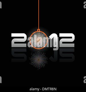 2012-Vektor Silvester Grußkarte mit hängenden Kugeln. Stock Vektor