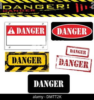 Vektor-Grunge-Gefahr-Banner-set Stock Vektor