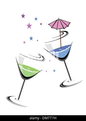 farbenfrohe Sterne Backgroundwith Cocktailglas Stock Vektor