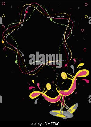 farbenfrohe Kreis Hintergrund mit Cocktailglas Stock Vektor