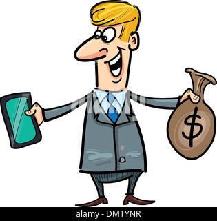 Geschäftsmann mit Tablet und Plünderung von Dollar Stock Vektor
