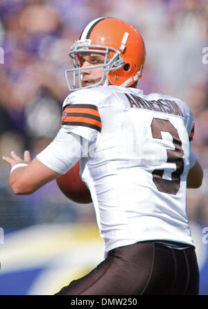 27. September 2009 - Baltimore, Maryland, USA - 27. September 2009: Cleveland Browns Derek Anderson #3 bei den Baltimore Ravens Vs Cleveland Browns Spiel im M & T Bank Stadium in Baltimore, Maryland, in dem die Raben gewann 34-3 3-0 in der Saison 2009 zu gehen. (Kredit-Bild: © Southcreek Global/ZUMApress.com) Stockfoto