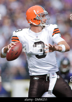 27. September 2009 - Baltimore, Maryland, USA - 27. September 2009: Cleveland Browns Derek Anderson #3 bei den Baltimore Ravens Vs Cleveland Browns Spiel im M & T Bank Stadium in Baltimore, Maryland, in dem die Raben gewann 34-3 3-0 in der Saison 2009 zu gehen. (Kredit-Bild: © Southcreek Global/ZUMApress.com) Stockfoto