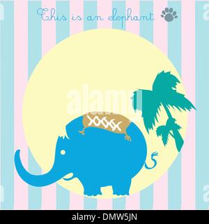 Elephant auf gestreiften Hintergrund Stock Vektor