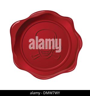 rotes Siegel mit Totenkopf auf weiß Stock Vektor