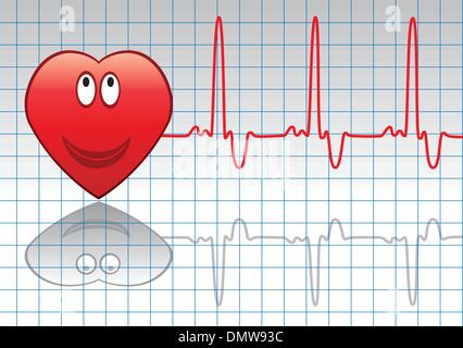 Vektor-rotes Herz und Herzschlag Stock Vektor