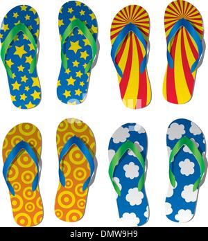 Vektor-Set bunte Flip-Flops Stock Vektor