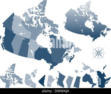 Karte von Kanada und Provinzen Stock Vektor