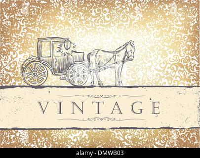 Goldene Vintage Hochzeitseinladung. Vektor-Illustration, EPS10 Stock Vektor