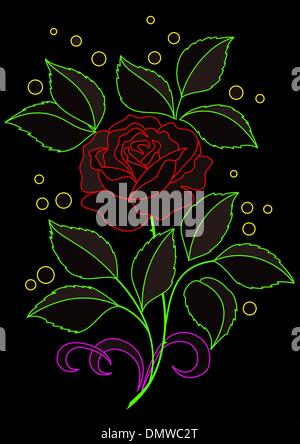 Rose Blume, Silhouetten auf schwarz Stock Vektor