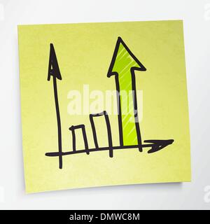 Erfolgreiche Business-Grafik auf dem gelben klebrigen Papier. Vektor-Fittings Stock Vektor