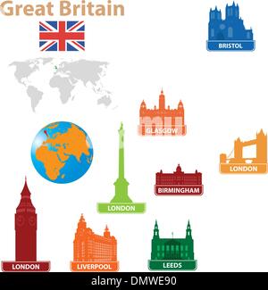 Symbole-Stadt nach Großbritannien Stock Vektor