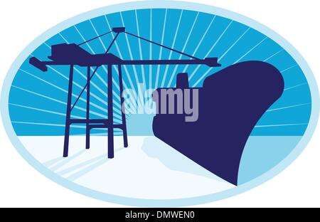 Boom Containerkran Beladung Schiff Boot Stock Vektor