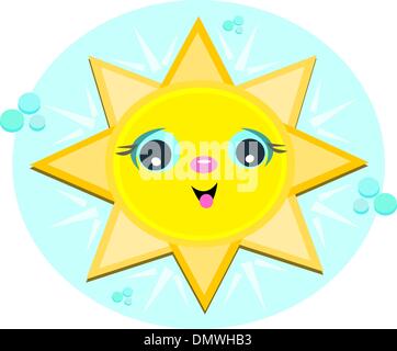 Glücklich Strahlen der Sonne Stock Vektor