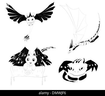 Vektor-Set von 4 Monster Silhouetten Stock Vektor