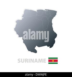 Suriname-Karte mit offizielle Flagge Stock Vektor