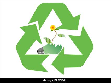 Defekte Lampe und grüne Blume drin Stock Vektor