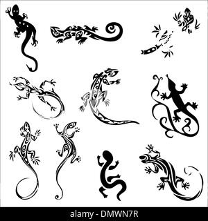 Tätowierungen Eidechsen (Sammlung) Stock Vektor