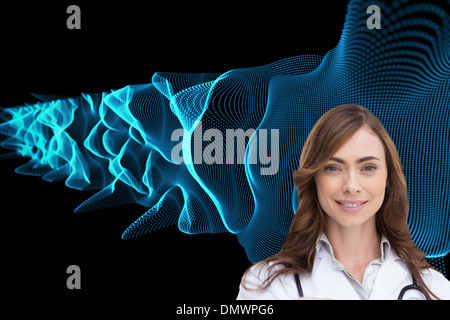 Zusammengesetztes Bild des Porträts von Krankenschwester durchhalten öffnen palm Stockfoto