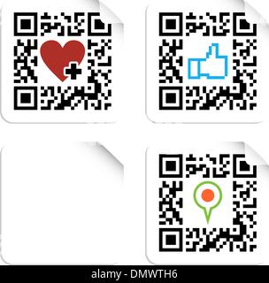 Satz von QR-Codes mit social Media-Symbole Stock Vektor