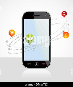 Verbindung-Smartphone-Anwendung auf weiß Stock Vektor