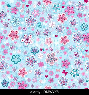 Nahtlose blau Blumenmuster Stock Vektor