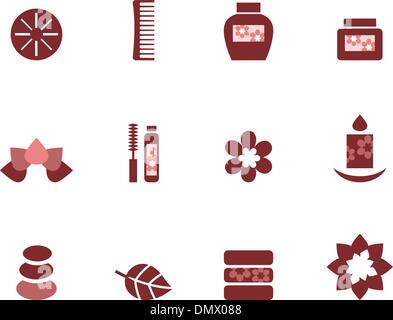 Wellness & Wellness Symbole Satz isoliert auf weiß (braun) Stock Vektor
