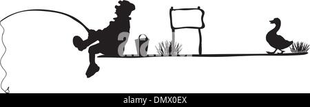 Fischer mit einer Angelrute Stock Vektor