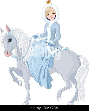 Prinzessin Reitpferd. Winter Stock Vektor