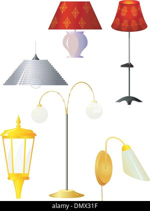 Kollektion von Vektor-Illustrationen von Lampen Stock Vektor