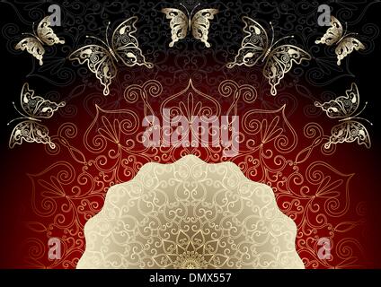 Vintage gold und schwarz-rot-Frame Stock Vektor