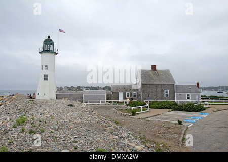 Das alte Scituate Licht, ein historischer Leuchtturm, erbaut im Jahre 1811 auf Cedar Point in Scituate, Massachusetts Stockfoto