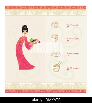 Vorlage des Menüs "traditionelles japanisches Essen" Stock Vektor