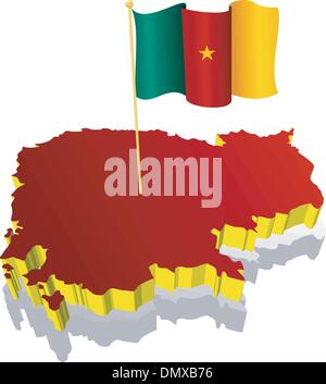 dreidimensionales Bild Karte von Kamerun mit der Nationalflagge Stock Vektor