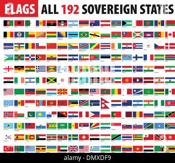 Alle 192 souveräne Staaten - World Flags Serie Stock Vektor