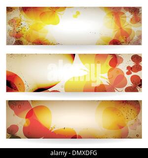 Satz von Grunge Banner mit Schmetterlingen. Stock Vektor