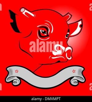 Kuh Bulle Kopf label Stock Vektor