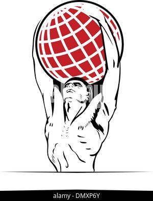 Mann-Betrieb-Erde Stock Vektor